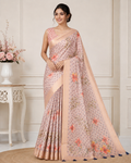 Peach Floral Printed Kanjivaram Silk Saree for Women | Elegant Party Wear Saree