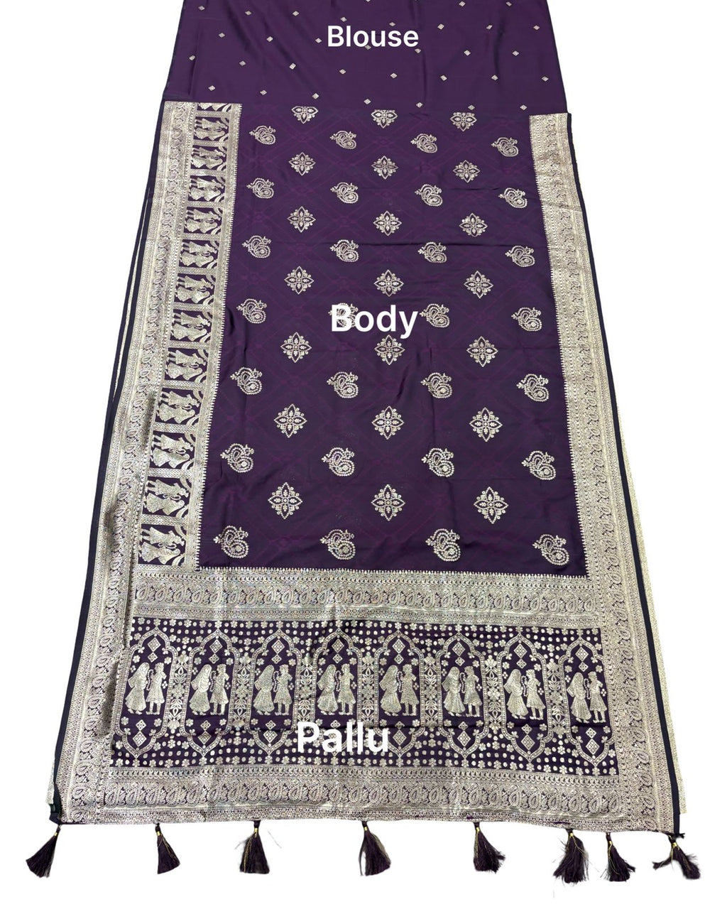 Royal Wine Purple Silver Zari Woven Traditional Saree with Heritage Designer Pallu