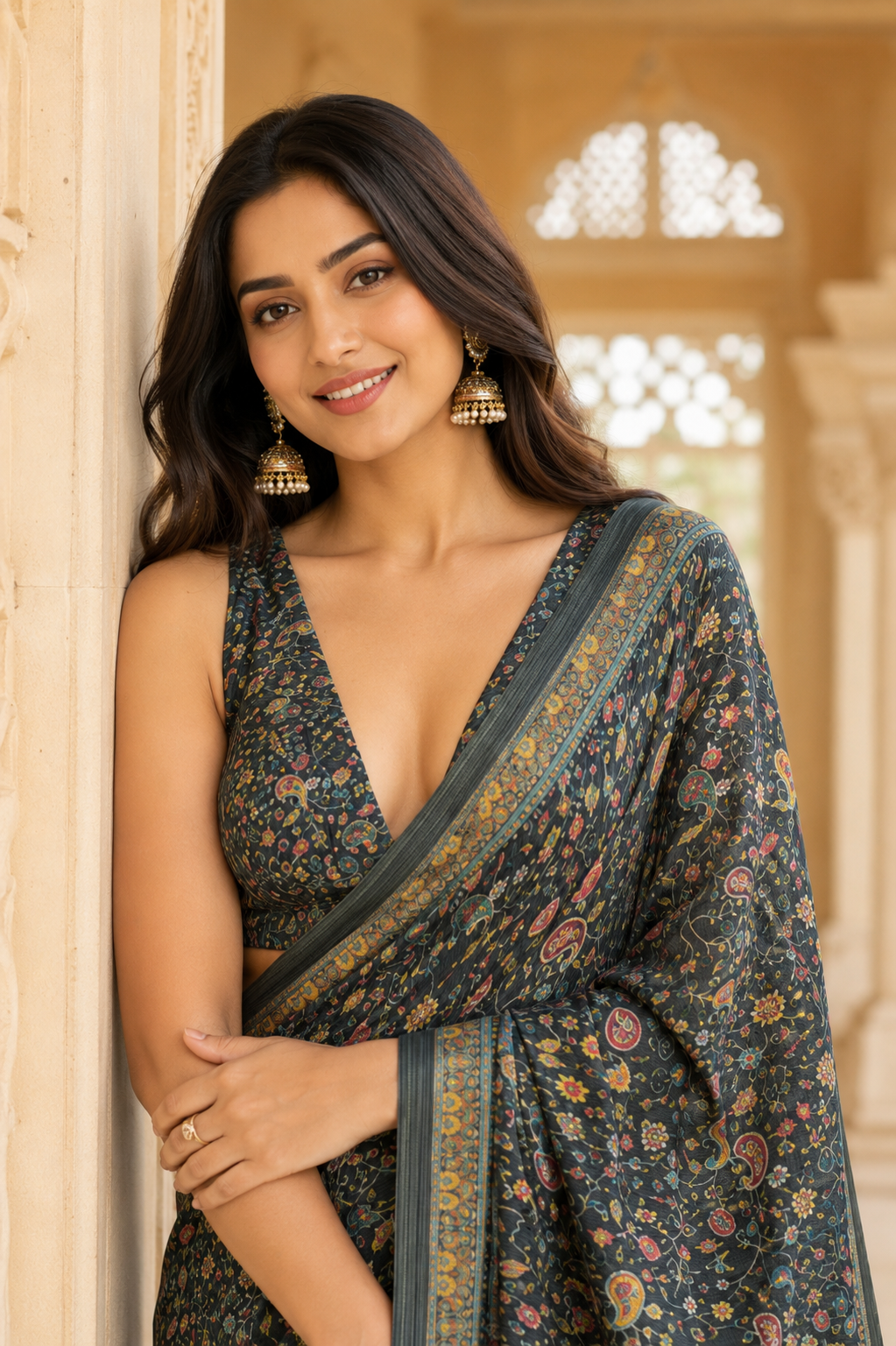 Midnight Bloom Saree for Women with Elegant Traditional Design & Designer Pallu