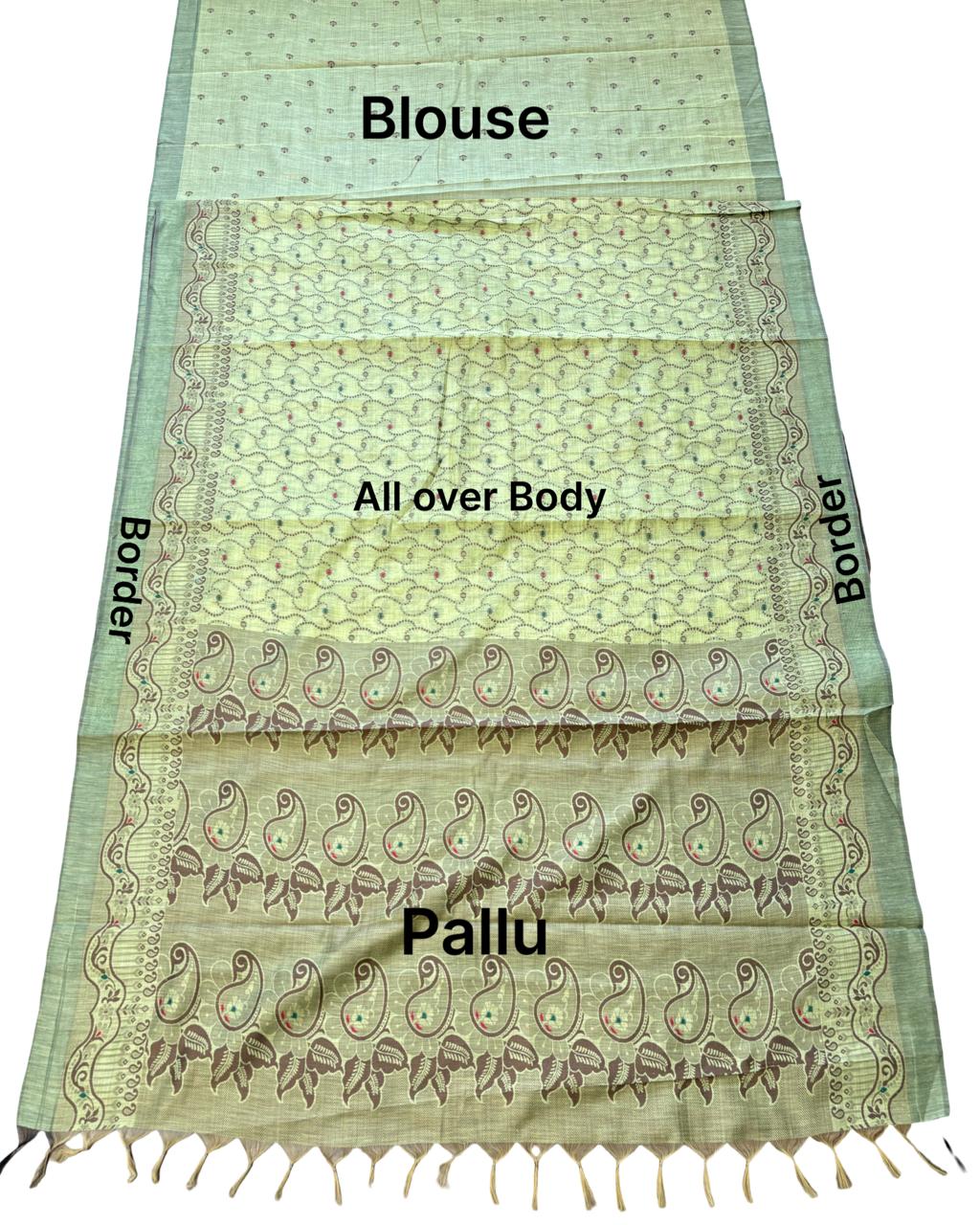 Pistachio Green Traditional Woven Saree with Paisley Designer Pallu